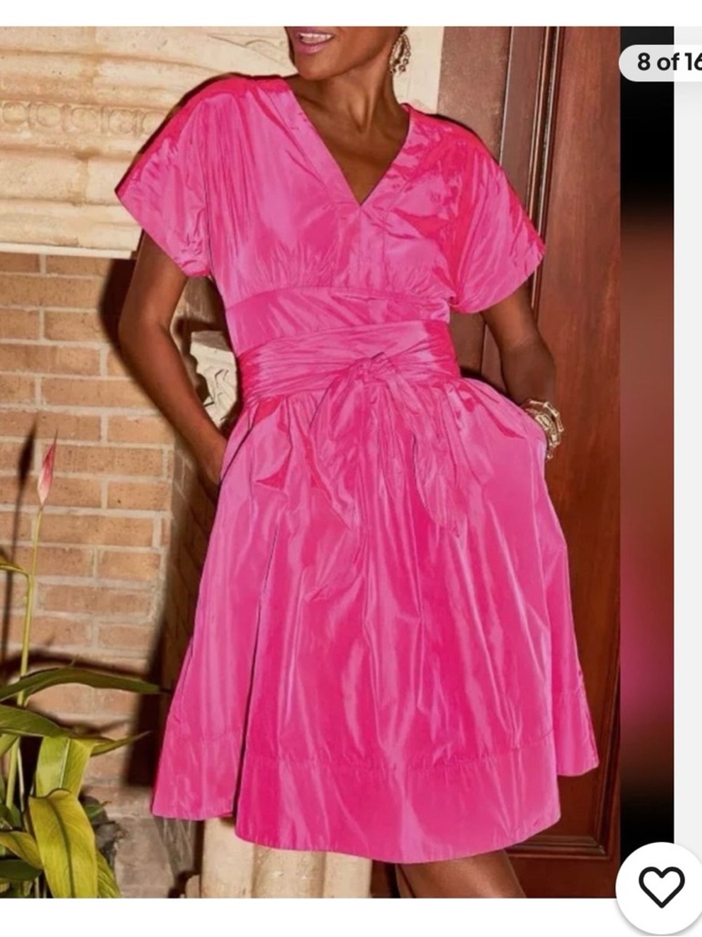 Lilly Pulitzer Vibrant Hot Pink V-Neck Midi Dress with Waist Tie